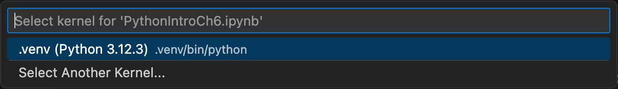 Select Python environment