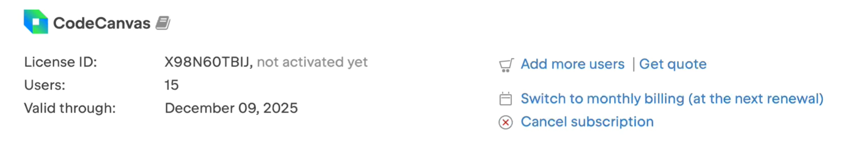 Not activated license