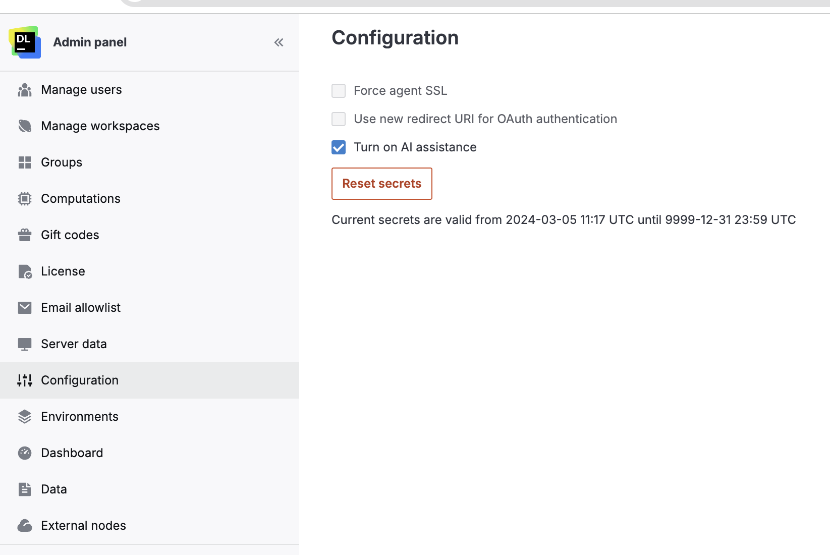 Configuration tab Configuration tab