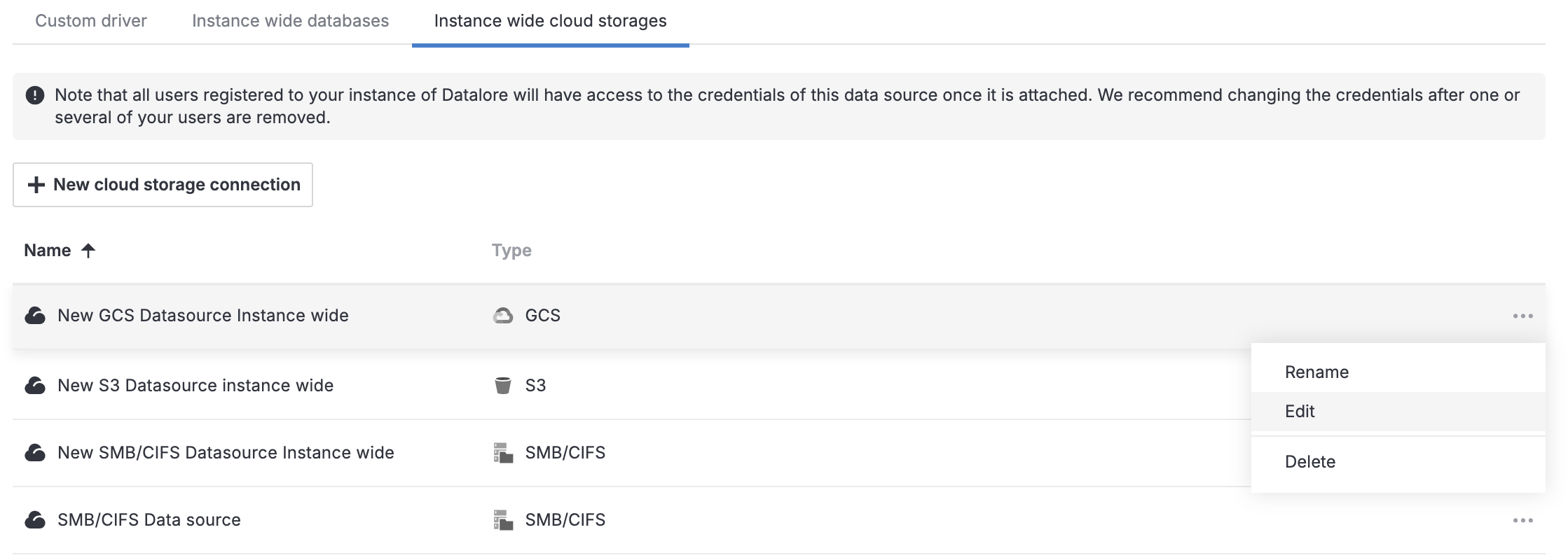 Edit instance-wide connections