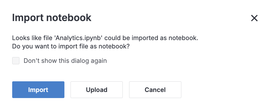 Import notebook dialog Import notebook dialog