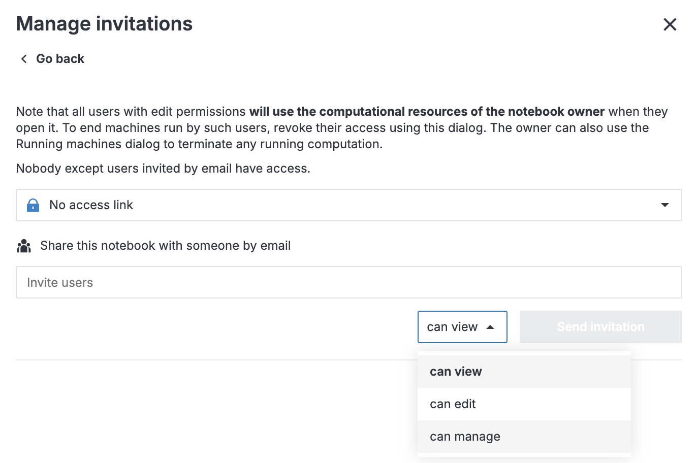 Share workspace dialog Share workspace dialog