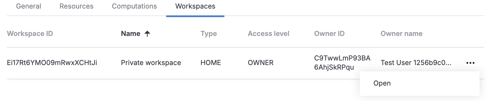 Opening another user's workspace