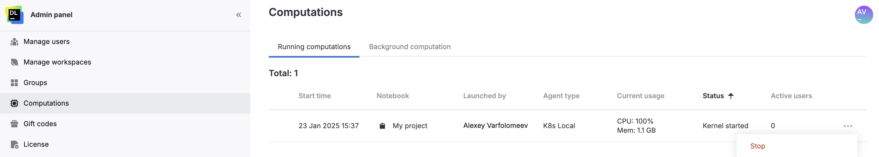 Stopping a running computation Stopping a running computation