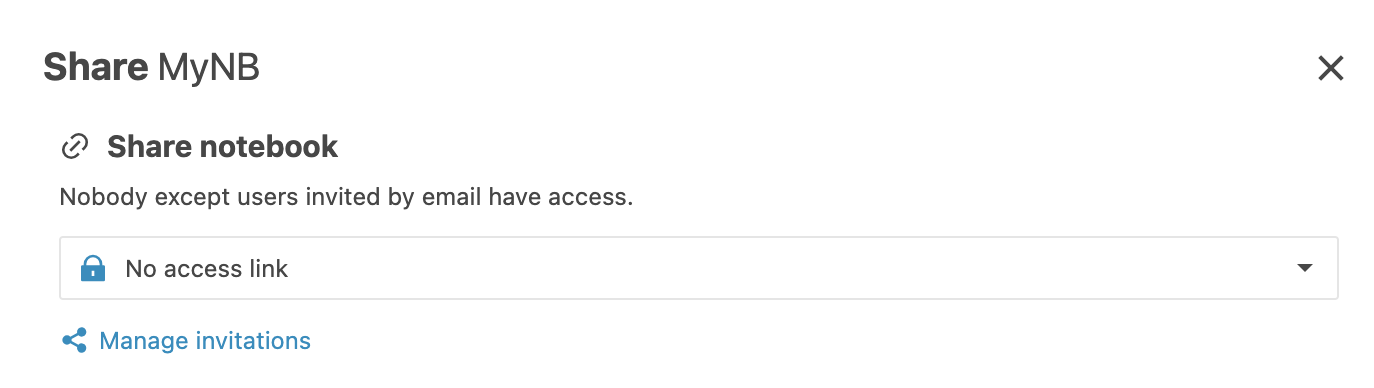 Share notebook dialog Share notebook dialog