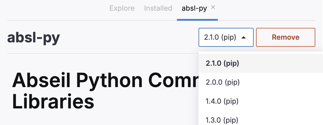 Package version picker Package version picker
