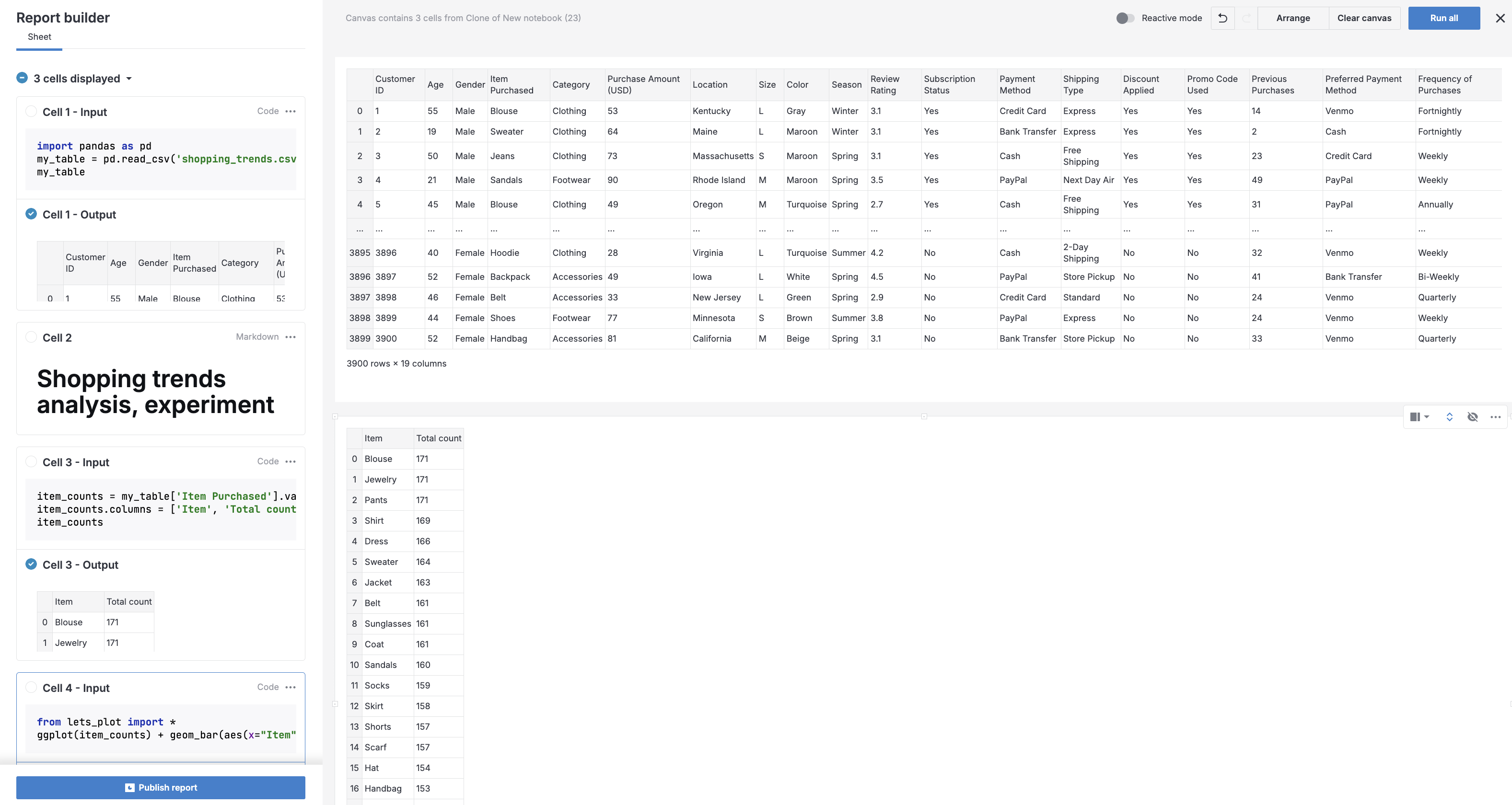 Report builder tool Report builder tool