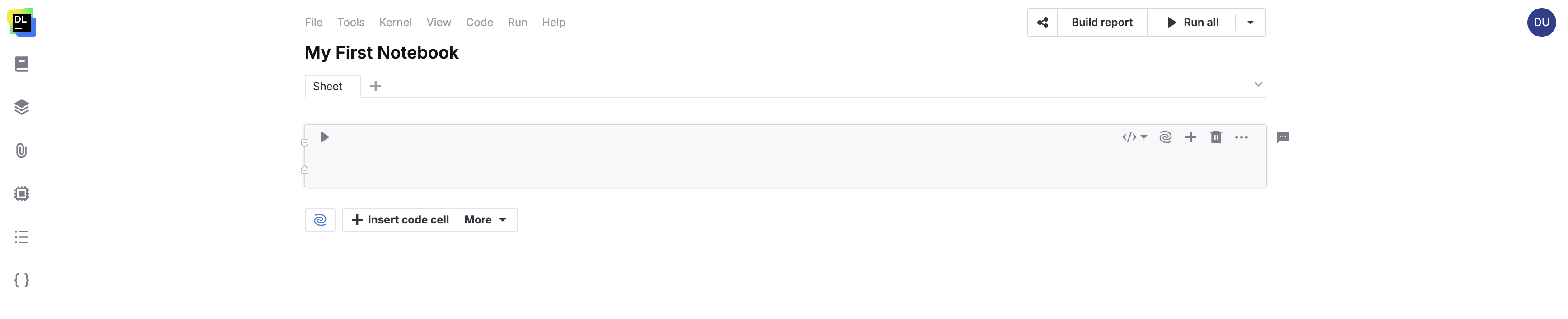 New notebook opened in the editor New notebook opened in the editor