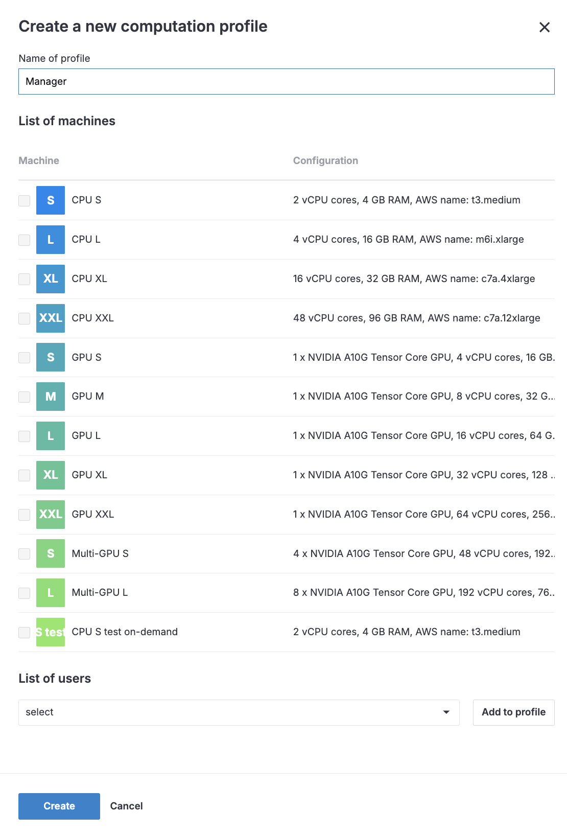 Creating a new computation profile Creating a new computation profile