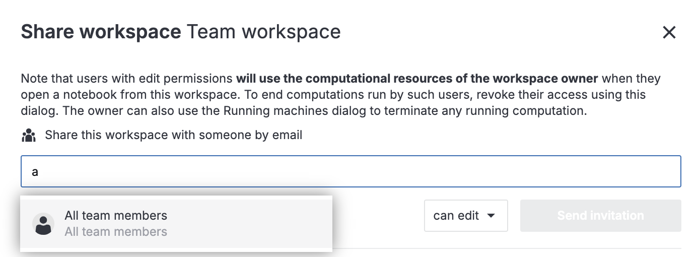 Sharing workspace as team workspace Sharing workspace as team workspace
