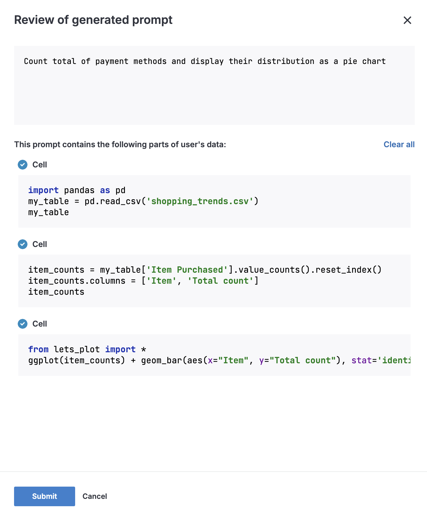 Reviewing prompt Reviewing prompt