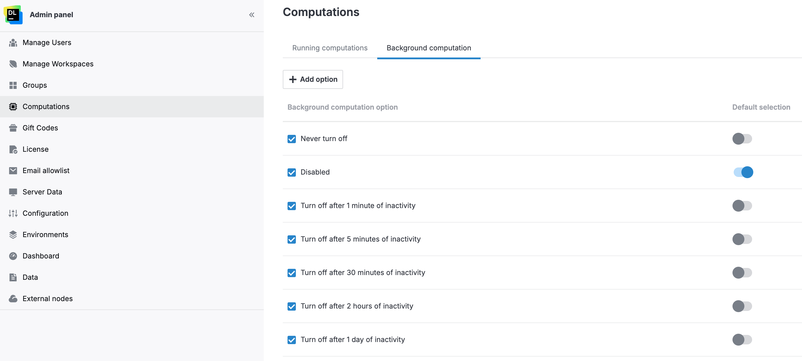 Default background computation