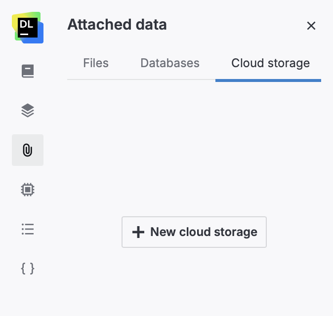 Cloud storage tab in the Attached data section