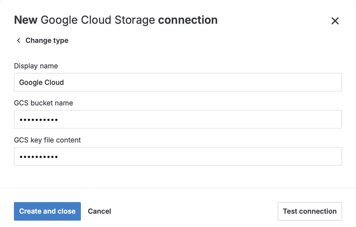 New Google Cloud Storage connection