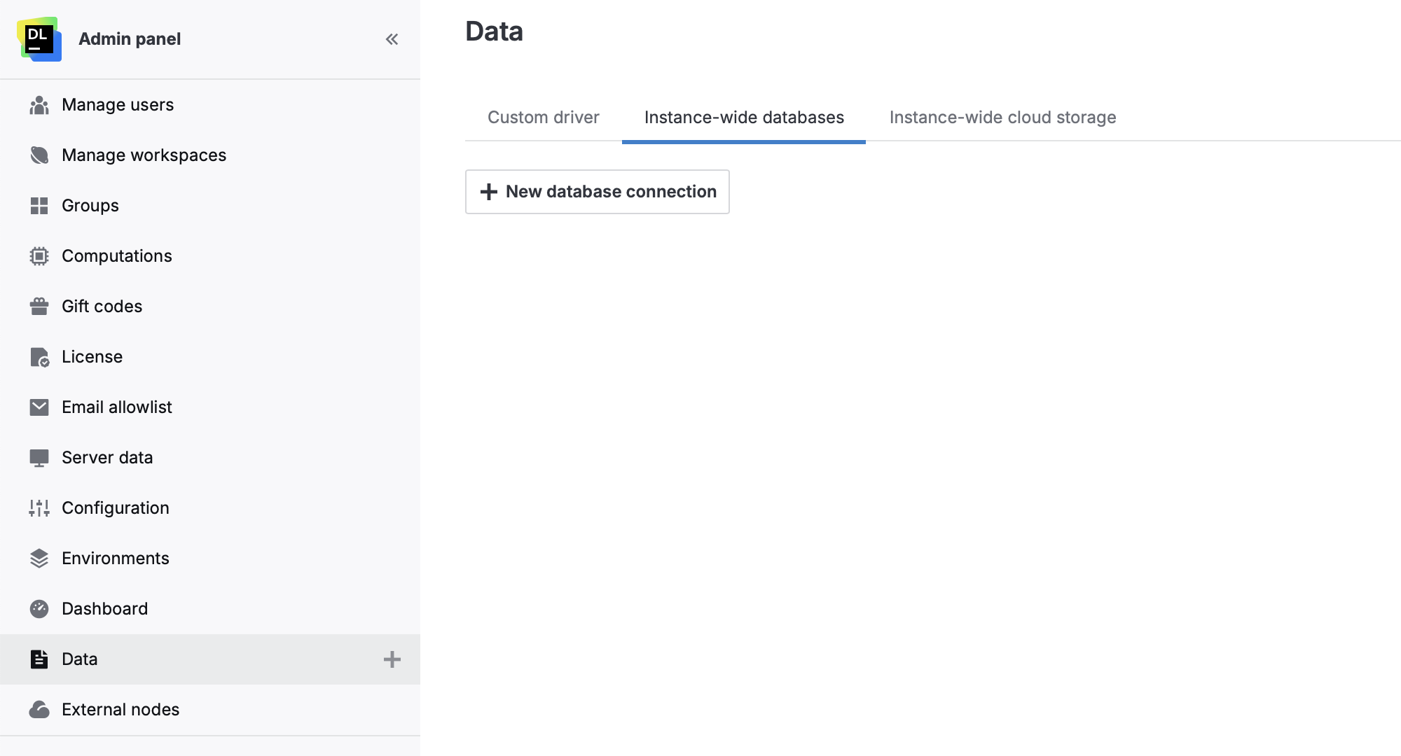 Instance-wide databases tab