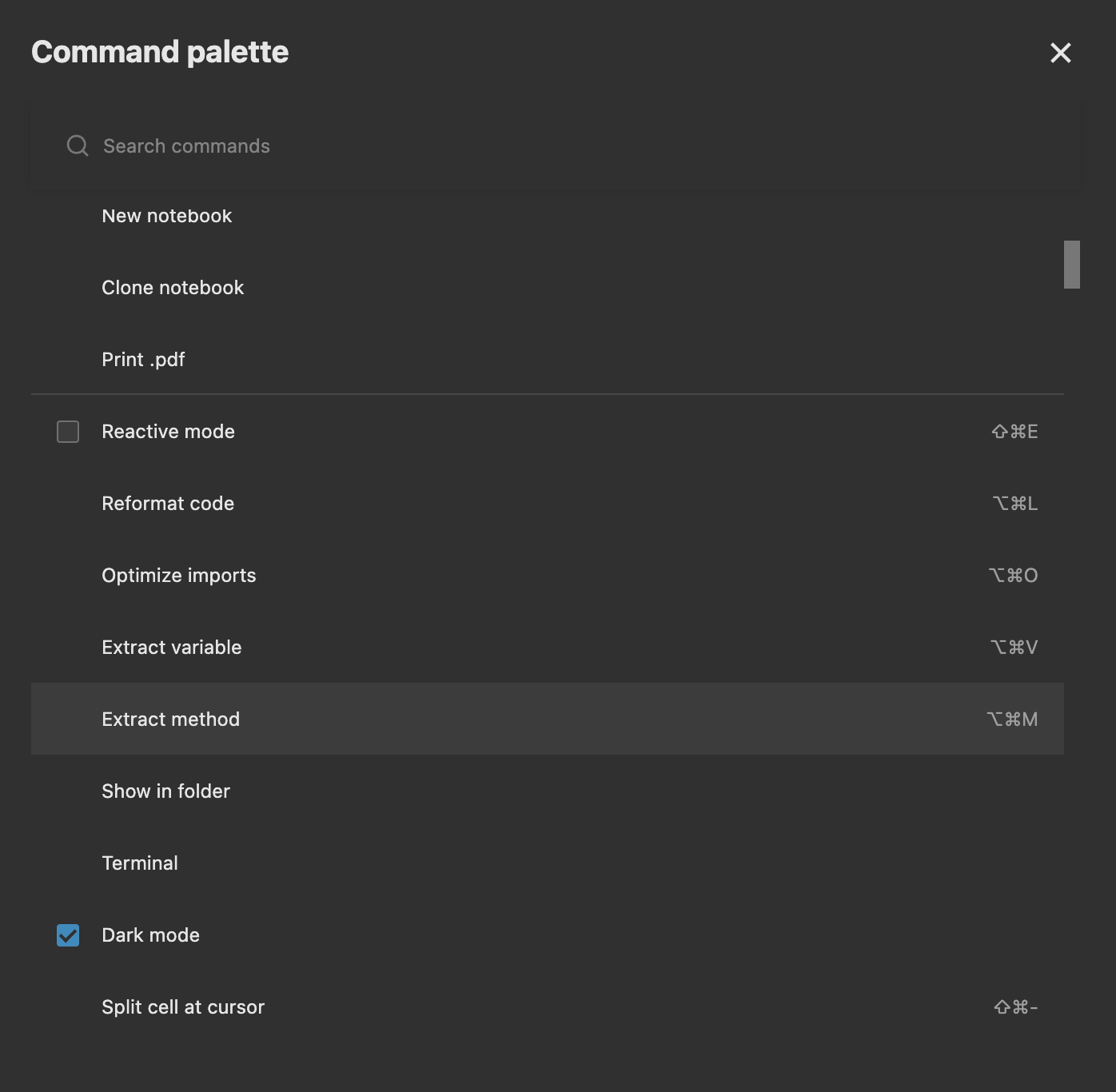 Command palette Command palette