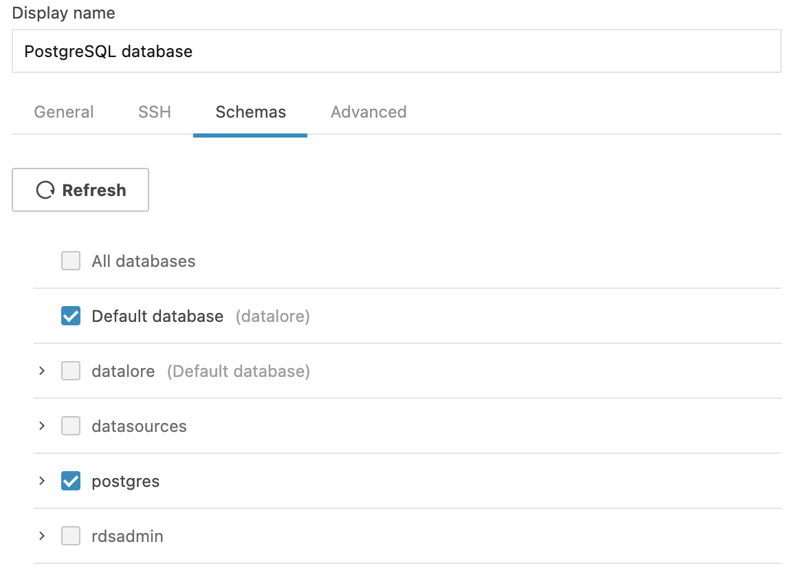 Configuring database schemas Configuring database schemas