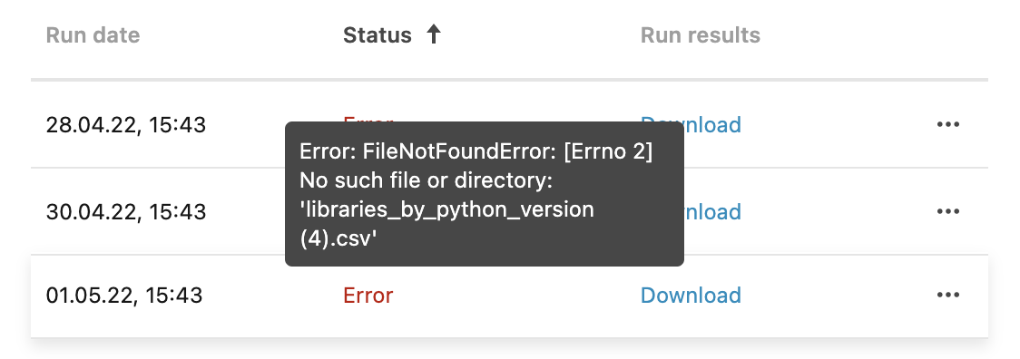 View error in a scheduled run View error in a scheduled run