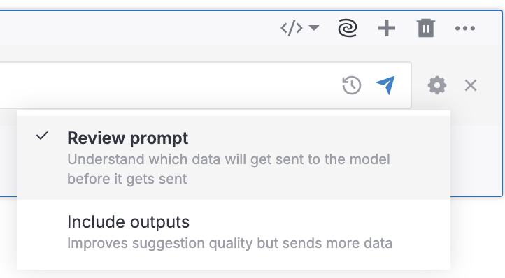 Selecting if the prompt is shown before submitting and whether cell outputs are included Selecting if the prompt is shown before submitting and whether cell outputs are included