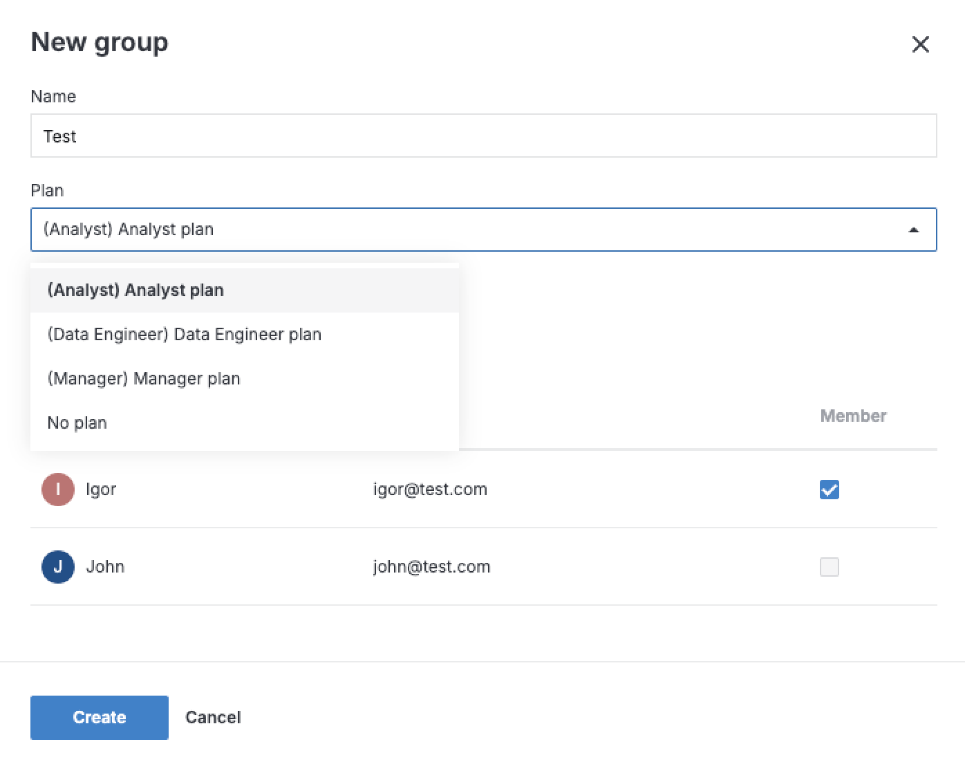 Assigning a group plan