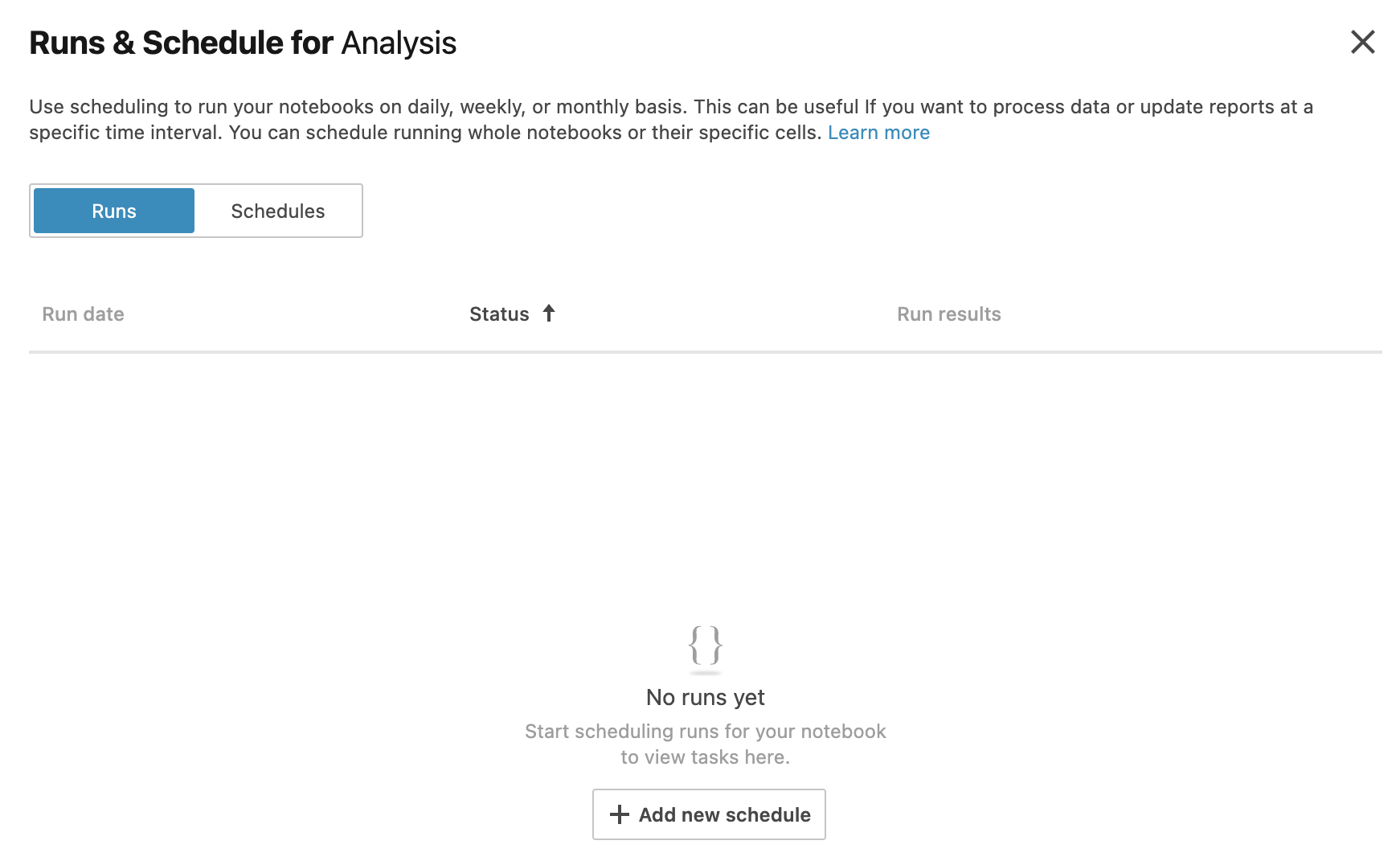 Schedule dialog Schedule dialog