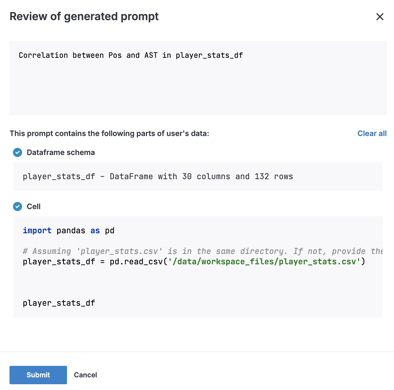 Reviewing prompt Reviewing prompt