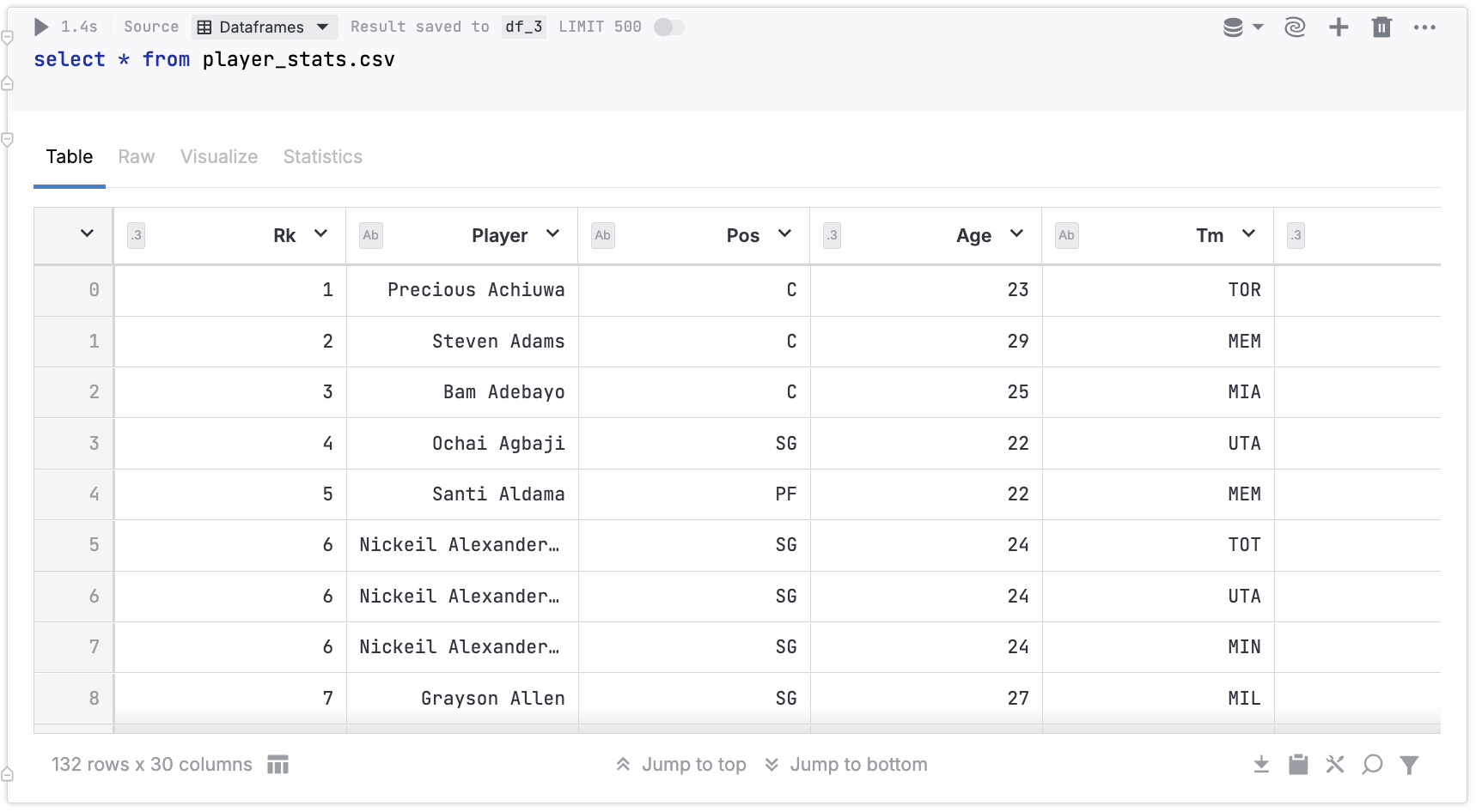 Querying a csv file Querying a csv file