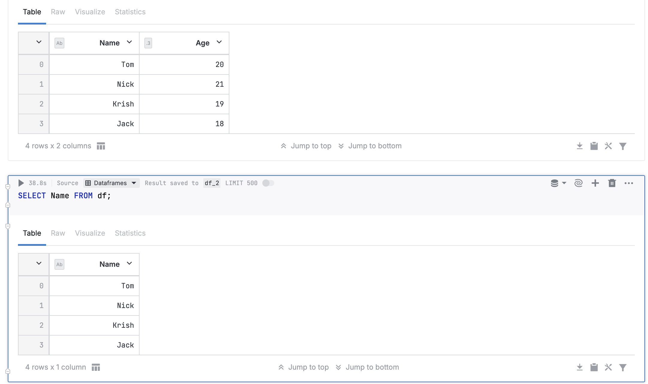 Querying a DataFrame Querying a DataFrame