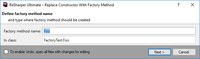 ReSharper. Replace Constructor with Factory Method refactoring ReSharper. Replace Constructor with Factory Method refactoring