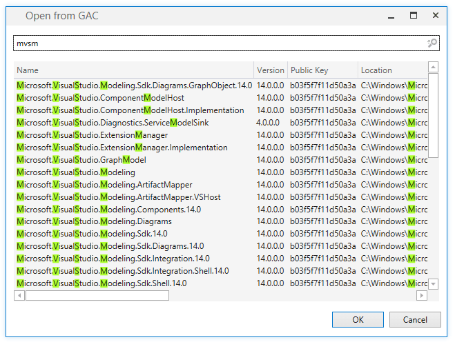 dotPeek: Global Assembly Cache dialog dotPeek: Global Assembly Cache dialog