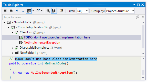 ReSharper: To-do explorer