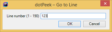 dotPeek: Go to Line dialog dotPeek: Go to Line dialog