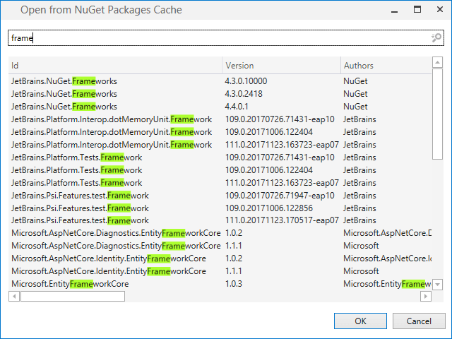 Opening NuGet packages from local NuGet package cache Opening NuGet packages from local NuGet package cache
