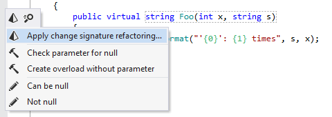 Applying the Change Signature refactoring inline