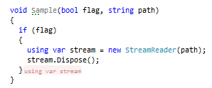 ReSharper Inlay hints: disposed resource variable