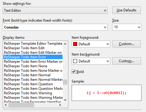 Configuring editor and marker bar colors for ReSharper's To-do items Configuring editor and marker bar colors for ReSharper's To-do items