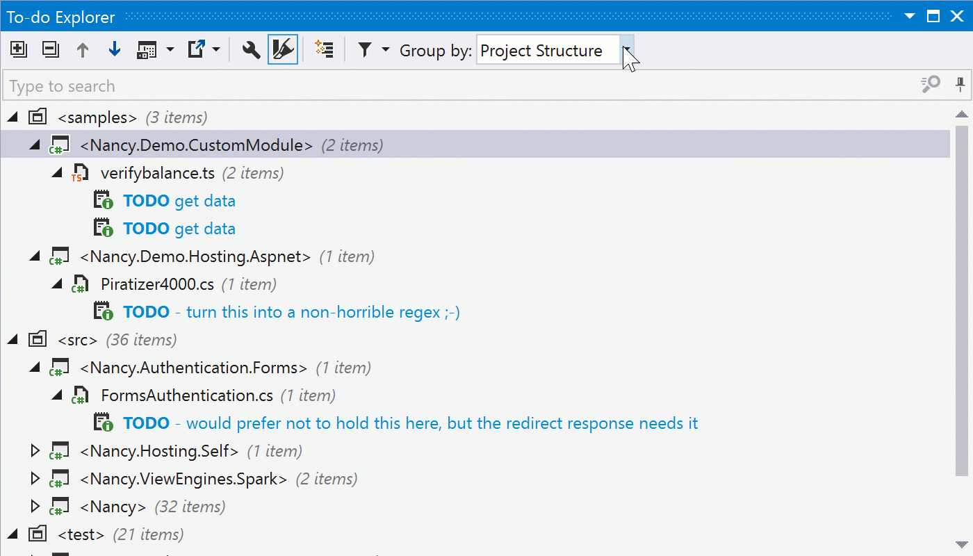 ReSharper: Grouping To-do items