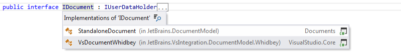 ReSharper: Go to implementation. Drop-down list ReSharper: Go to implementation. Drop-down list
