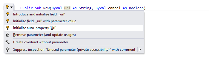 ReSharper: Visual Basic support. Initialize auto-property from constructor parameter ReSharper: Visual Basic support. Initialize auto-property from constructor parameter