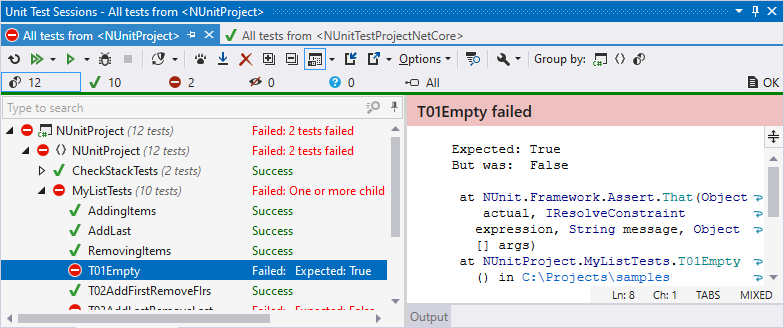 dotCover: Unit test sessions dotCover: Unit test sessions