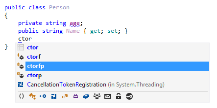 ReSharper：用于生成构造函数的 IntelliSense。