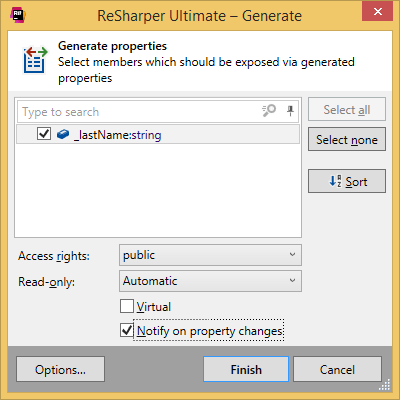 ReSharper：INotifyPropertyChanged 支持