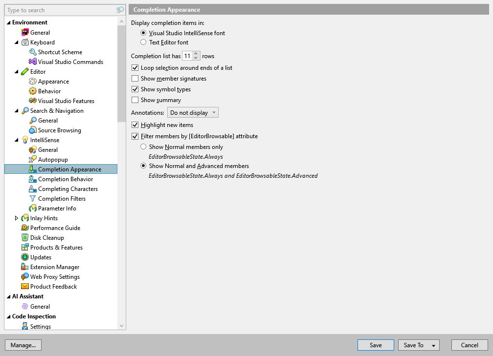 ReSharper 选项:环境 | IntelliSense | 完成外观 ReSharper 选项:环境 | IntelliSense | 完成外观