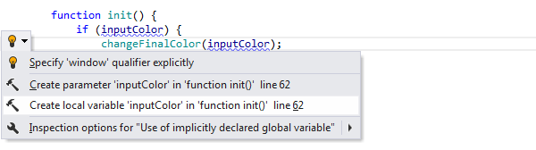 ReSharper：JavaScript 中的从用法创建上下文操作