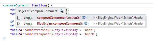 ReSharper：在 JavaScript 中转到用法