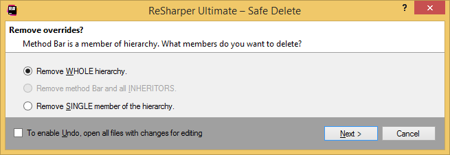 ReSharper。 安全删除重构