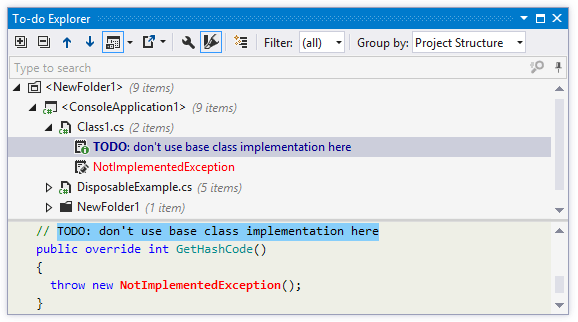 ReSharper：待办事项资源管理器