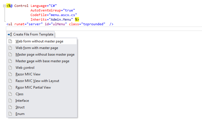 ReSharper：ASP.NET 中的文件模板