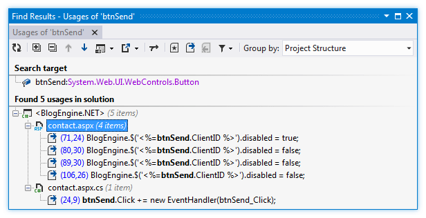 ReSharper：ASP.NET 中的查找用法