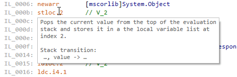 工具提示中的 IL 指令详细信息